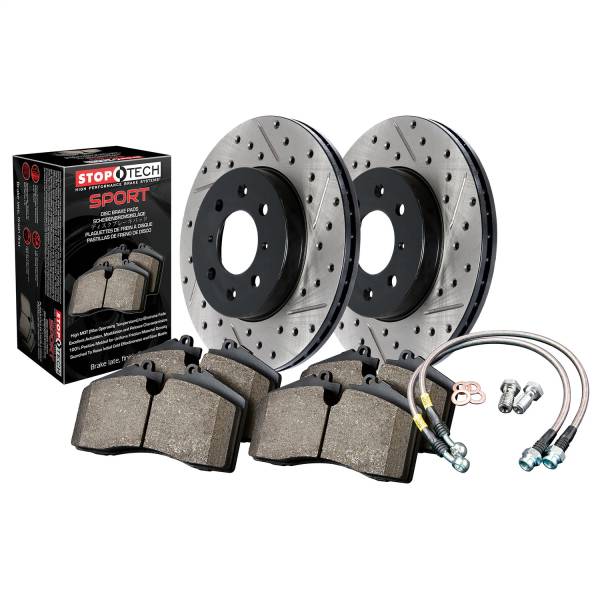 StopTech - StopTech Sport Axle Pack; Slotted and Drilled; Rear Brake Kit with Brake lines