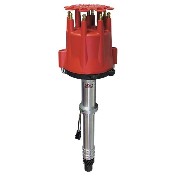 MSD - MSD Billet Distributor Incl. Cap/Race Rotor Use w/MSD 6/7/8/10 Series Ignition Extra Tall w/Slip-Collar Chevy Big Block/Small Block Engines Iron Gear 8547
