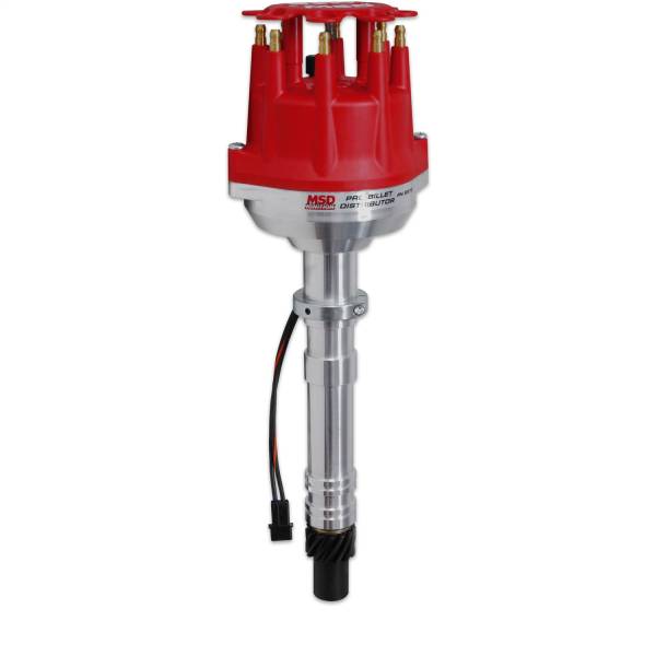 MSD - MSD Pro-Billet Distributor Incl. Cap/Race Rotor Use w/MSD 6/7/8/10 Series Ignition w/o Vacuum Advance Red For Chevy V8 8570