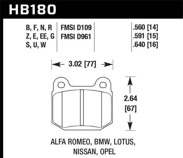 Hawk Performance - Hawk Performance Blue 9012 Disc Brake Pad - HB180E.560