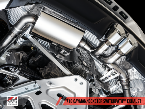 AWE Tuning - AWE Tuning AWE Tuning Porsche 718 Boxster / Cayman SwitchPath Exhaust (PSE Only) - Chrome Silver Tips - 3025-32020