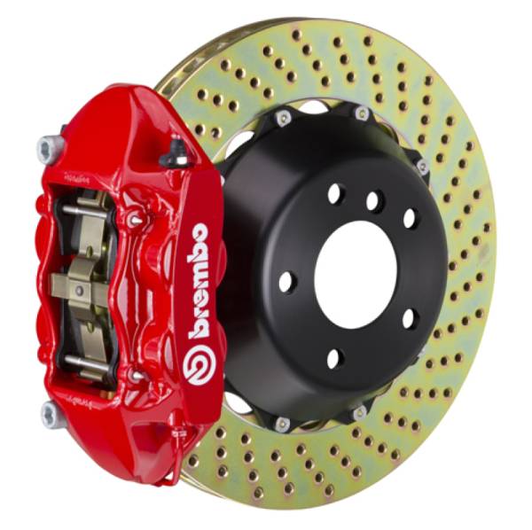 Brembo - Brembo 00-02 S4/02-05 A4/06-08 A4 Front GT BBK 4 Piston Cast 365x29 2pc Rotor Drilled-Red - 1P1.8507A2