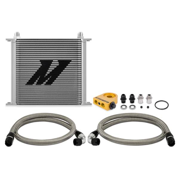 Mishimoto - Mishimoto Universal Thermostatic Oil Cooler Kit 34-Row Silver - MMOC-U34TSL