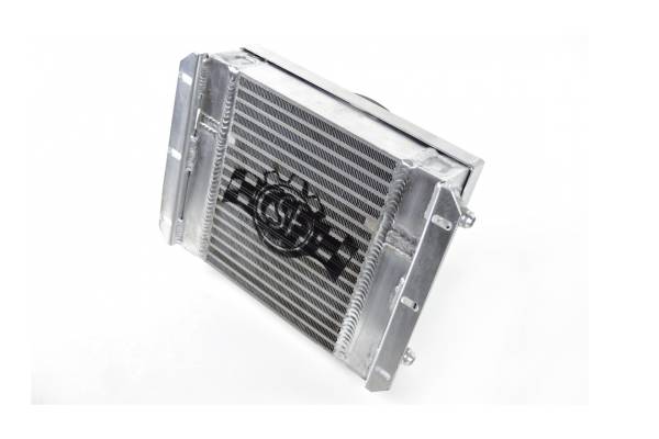 CSF - CSF Dual Fluid Bar & Plate HD Oil Cooler w/9in SPAL Fan (1/3 & 2/3 Partition) - 13.8in L x 10in H - 8026