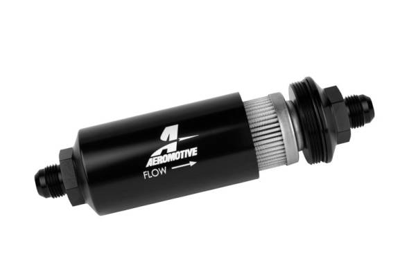 Aeromotive - Aeromotive In-Line Filter - (AN -8 Male) 40 Micron Stainless Mesh Element Bright Dip Black Finish - 12378