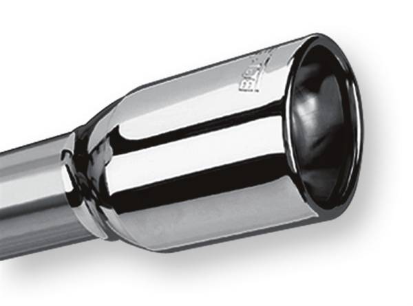 Borla - Borla Universal Polished Tip Single Oval Rolled Angle-Cut w/Clamp (inlet 2 1/4in. Outlet 3 5/8 x 2 1 - 20153