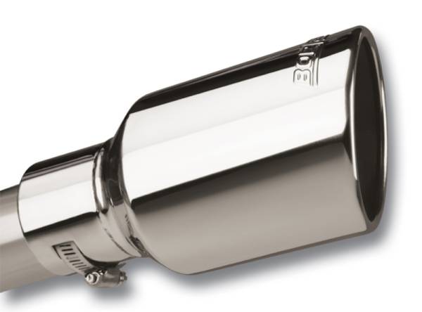 Borla - Borla Universal Polished Tip Single Round Rolled Angle-Cut w/Clamp (inlet 2 1/2in. Outlet 4 x 4in) * - 20156