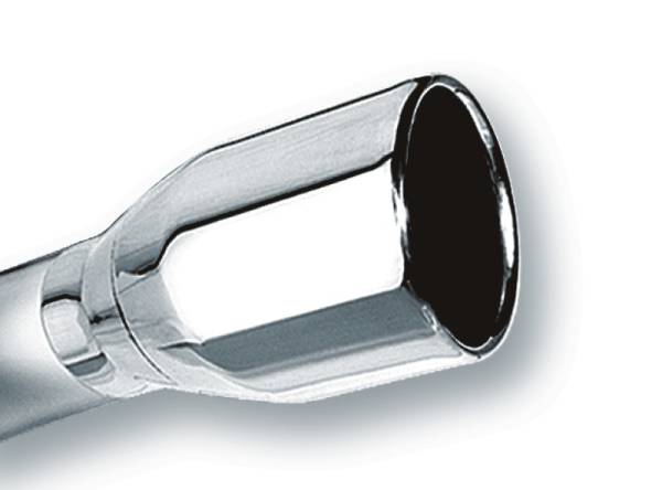 Borla - Borla 2.5in Inlet 4in Single Round Rolled Edge Outlet x 8in Long Weld On Exhaust Tip - 20235
