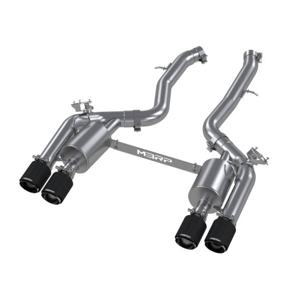 MBRP - MBRP 18-22 BMW M2 Competition 3.0L T304 SS 3in Resonator-Back Exhaust Quad Rear w/ Carbon Fiber Tips - S45023CF