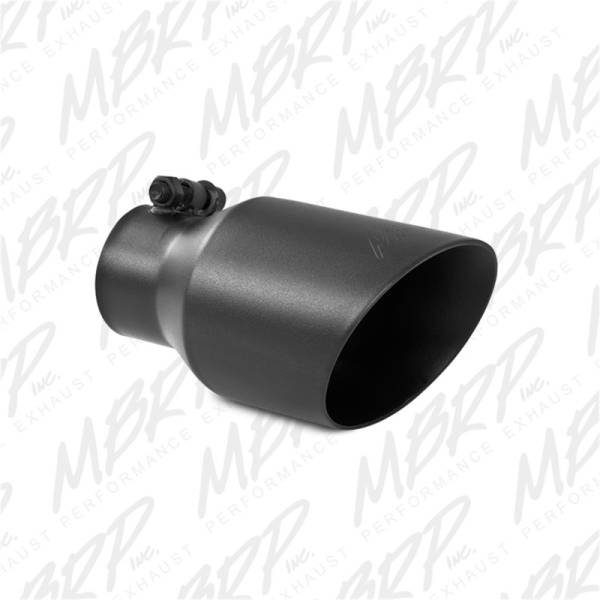 MBRP - MBRP Universal 4in OD Dual Wall Angled 2.5in Inlet 8in Lgth Exhaust Tip - Black - T5123BLK