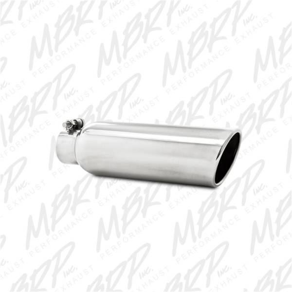 MBRP - MBRP Universal Tip 3.5in OD 2.25in Inlet 12in L Angled Cut Rolled End Clampless No-Weld T304 - T5147