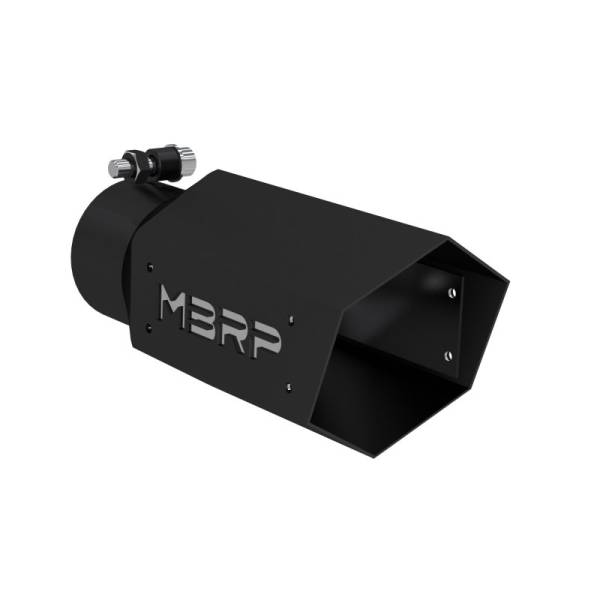 MBRP - MBRP Universal 4in Hex Tip 3in Inlet 10in Length w/ Logo - Black Coated - T5169BLK