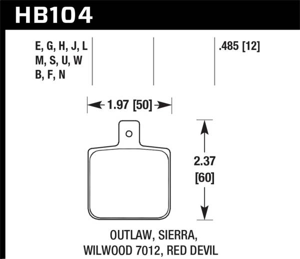Hawk Performance - Hawk Sierra/Outlaw/Wilwood HP+ Street Brake Pads - HB104N.485