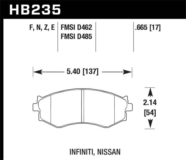 Hawk Performance - Hawk 91-96 Infiniti G20/ Nissan 240SX/ Sentra HPS Street Front Brake Pads - HB235F.665