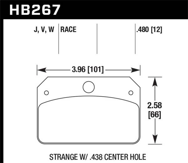 Hawk Performance - Hawk DTC-50 Brake Pads for Strange Caliper w/ 0.438in Center Hole - HB267V.480