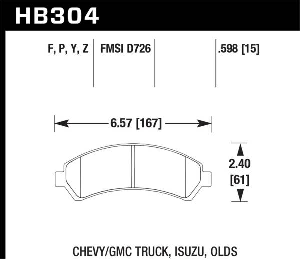 Hawk Performance - Hawk Performance HPS Disc Brake Pad HB304F.598