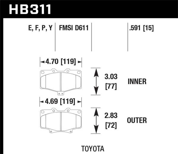 Hawk Performance - Hawk Performance Blue 9012 Disc Brake Pad HB311E.591