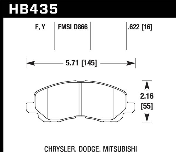 Hawk Performance - Hawk 00-05 Eclipse GT HPS Street Front Brake Pads - HB435F.622