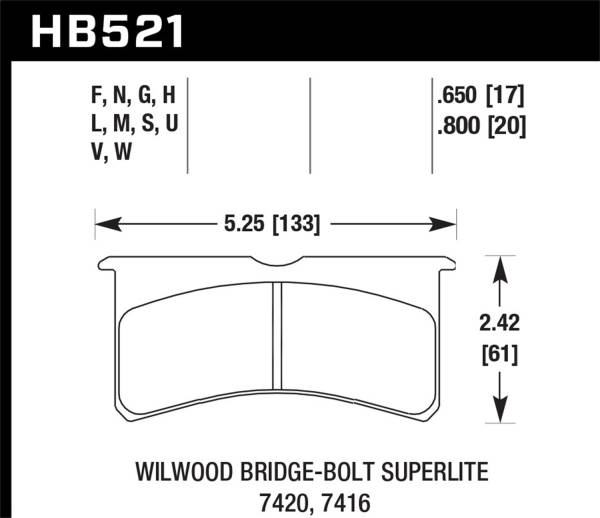 Hawk Performance - Hawk Willwood BB SL 7420 DTC-60 Race Brake Pads - HB521G.650