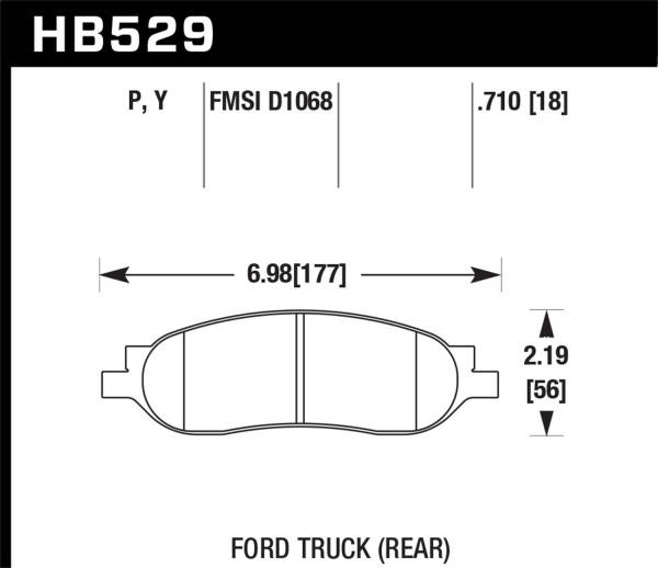Hawk Performance - Hawk 05-07 Ford F250/F350 5.4L/6.0L/6.8L LTS Street Rear Brake Pads - HB529Y.710