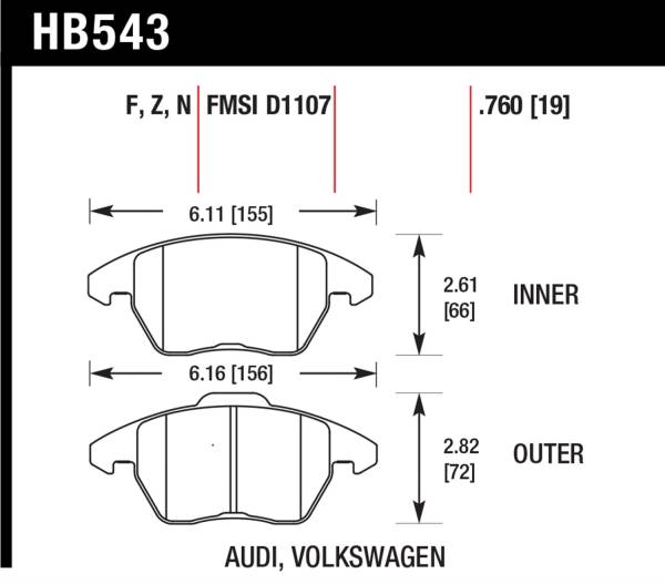 Hawk Performance - Hawk 06-11 Audi A3 2.0L Base Front ER-1 Brake Pads - HB543D.760