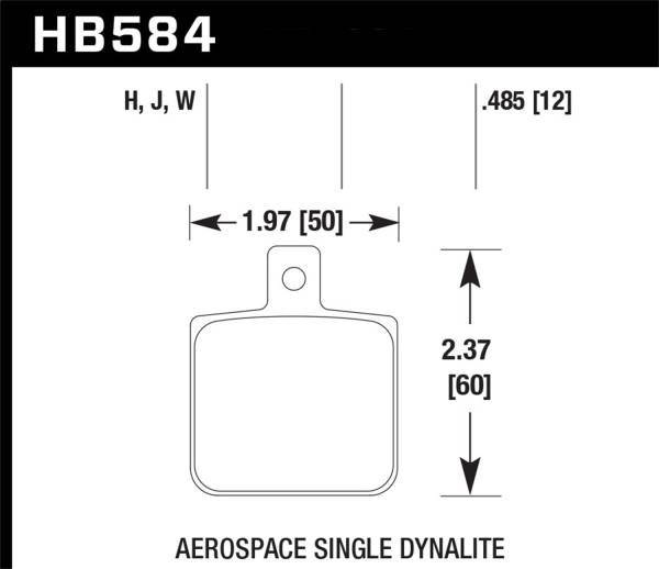 Hawk Performance - Hawk Aerospace Single Dynalite 12mm Thickness HPS Street Brake Pads - HB584F.485