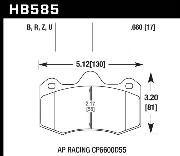 Hawk Performance - Hawk AP Racing CP 6600 DTC-70 Race Brake Pads - HB585U.660