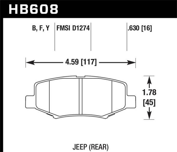Hawk Performance - Hawk 2007-2011 Dodge Nitro R/T HPS 5.0 Rear Brake Pads - HB608B.630