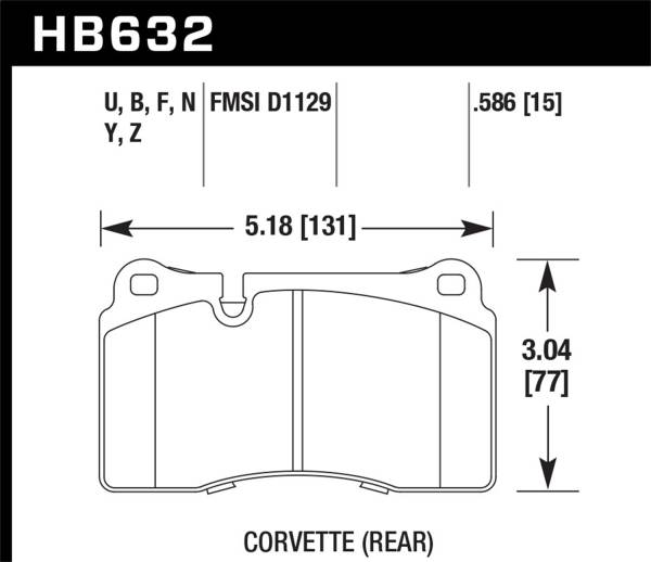 Hawk Performance - Hawk 14-15 Chevrolet Camaro 7.0L Z28 (Incl.Pad Wear Sensor) Rear ER-1 Brake Pads - HB632D.586