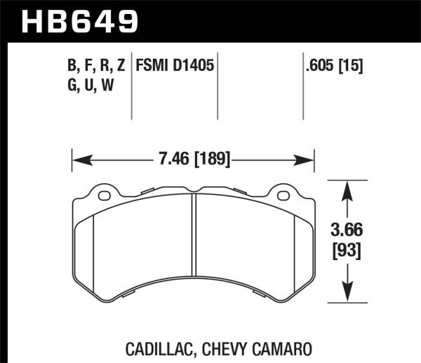 Hawk Performance - Hawk 08-12 Cadillac CTS-V / 12 Jeep Grand Cherokee (WK2) SRT8 DTC-30 Front Race Brake Pads - HB649W.605