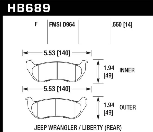 Hawk Performance - Hawk Performance HPS Disc Brake Pad HB689F.550