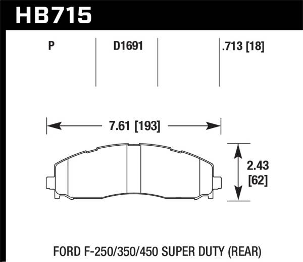 Hawk Performance - Hawk 2015 Ford F-250/350/450 Super Duty Rear Brake Pads - HB715P.713