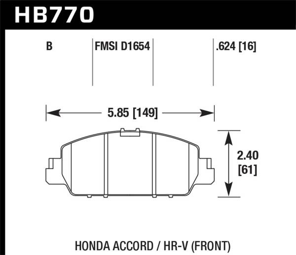 Hawk Performance - Hawk 13-17 Honda Accord HPS 5.0 Front Brake Pads - HB770B.624