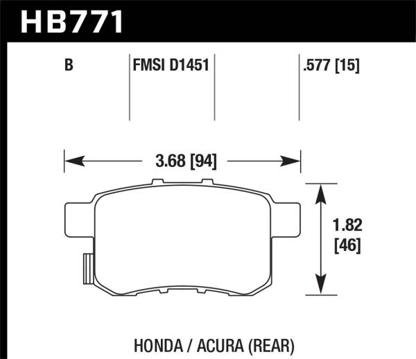 Hawk Performance - Hawk 08-16 Honda Accord High Performance Street 5.0 Rear Brake Pads - HB771B.597