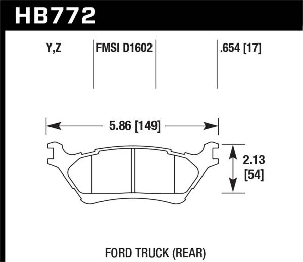 Hawk Performance - Hawk 12-16 Ford F-150 Performance Ceramic Street Rear Brake Pads - HB772Z.654
