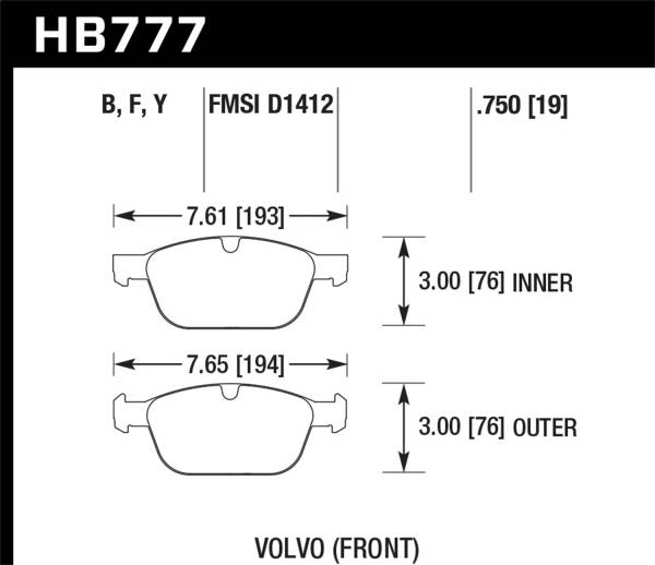 Hawk Performance - Hawk Performance LTS Disc Brake Pad HB777Y.750