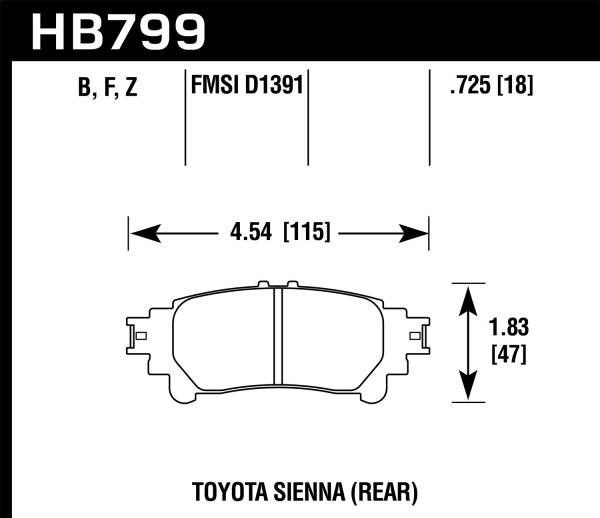 Hawk Performance - Hawk 14-16 Toyota Highlander HPS 5.0 Rear Brake Pads - HB799B.597