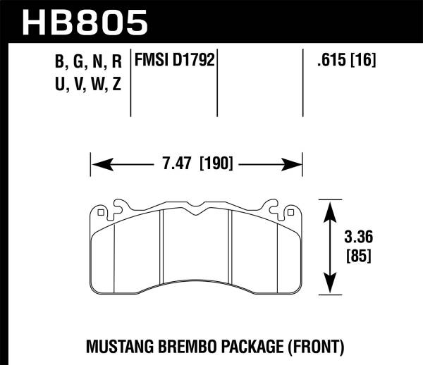 Hawk Performance - Hawk 15-17 Ford Mustang Brembo Package HPS 5.0 Front Brake Pads - HB805B.615