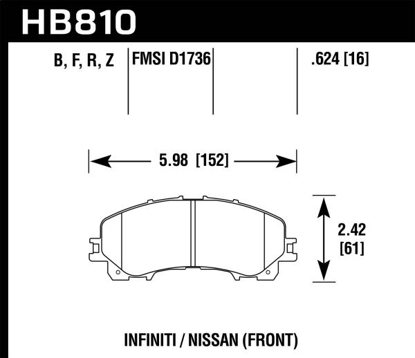 Hawk Performance - Hawk 14-17 Infiniti Q50 HPS 5.0 Front Brake Pads - HB810B.624
