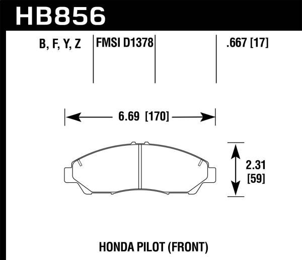 Hawk Performance - Hawk 09-15 Honda Pilot HPS Street Front Brake Pads - HB856F.667