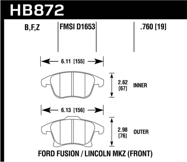 Hawk Performance - Hawk Performance HPS 5.0 Disc Brake Pad HB872B.760