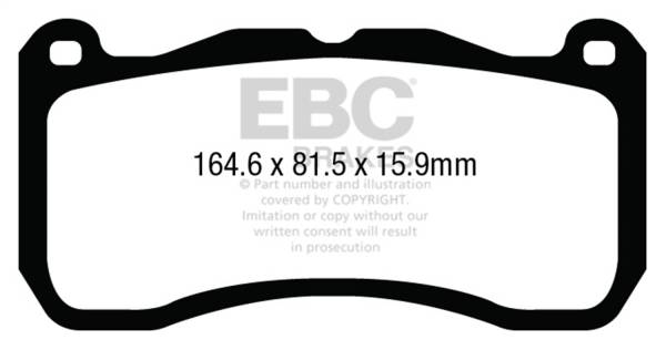 EBC - EBC 13-14 Ford Mustang 5.8 Supercharged (GT500) Shelby Redstuff Front Brake Pads - DP33013C