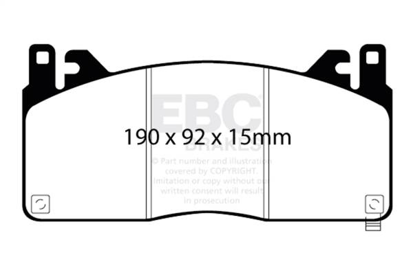 EBC - EBC 2015+ Ford Mustang (6th Gen) 5.2L (GT350) Shelby Redstuff Front Brake Pads - DP33055C