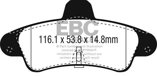 EBC - EBC 2001-2003 Mercury Cougar 2.0L Redstuff Rear Brake Pads - DP3965/2C