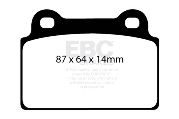 EBC - EBC 08-16 Mitsubishi Lancer Evo 10 2.0 Turbo (1 piece rotor) Yellowstuff Rear Brake Pads - DP41985R