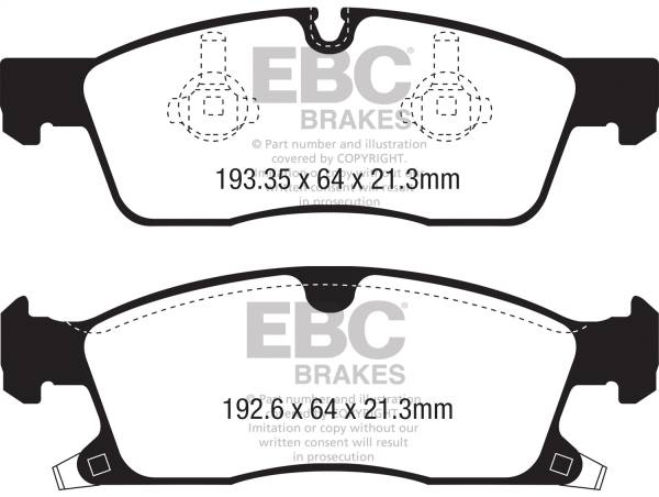 EBC - EBC 2016+ Jeep Grand Cherokee 3.6L Yellowstuff Front Brake Pads - DP42398R
