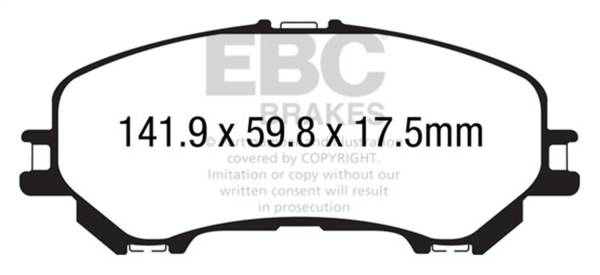 EBC - EBC 14+ Nissan Rogue 2.5 2 row seating Greenstuff Front Brake Pads - DP63032