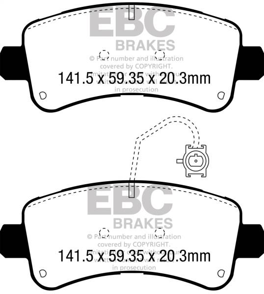 EBC - EBC 2014-2016 Ram Trucks Promaster 3.0L TD Greenstuff Rear Brake Pads - DP63060