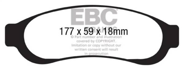 EBC - EBC 05-07 Ford F350 (inc Super Duty) 5.4 DRW 2WD Ultimax2 Rear Brake Pads - UD1067