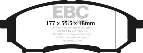 EBC - EBC 05-07 Ford F250 (inc Super Duty) 5.4 (2WD) Ultimax2 Rear Brake Pads - UD1068